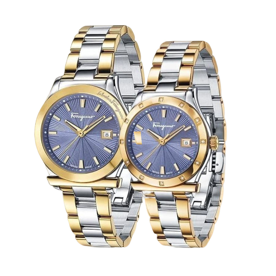 Set Đồng Hồ Unisex Salvatore Ferragamo 1898 Pair Watches Màu Demi (Vàng-Bạc)