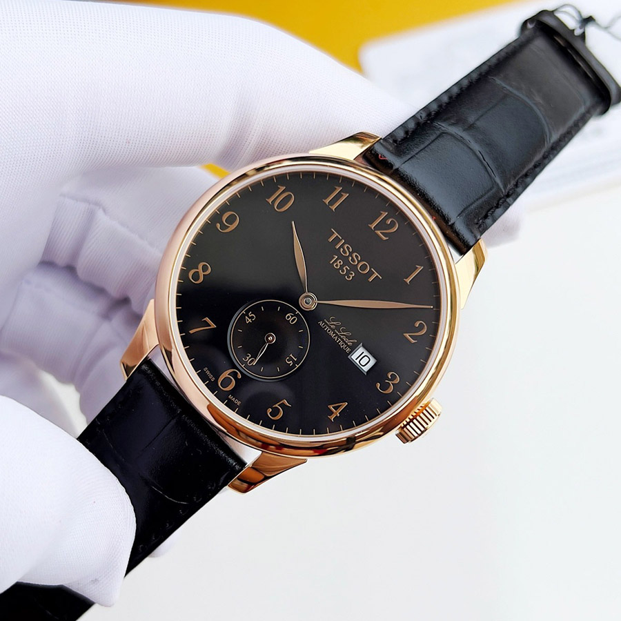 Đồng Hồ Nam Tissot Le Locle Automatic Black Dial Men's Watch T006.428.36.052.00 Màu Đen Phối Vàng Hồng