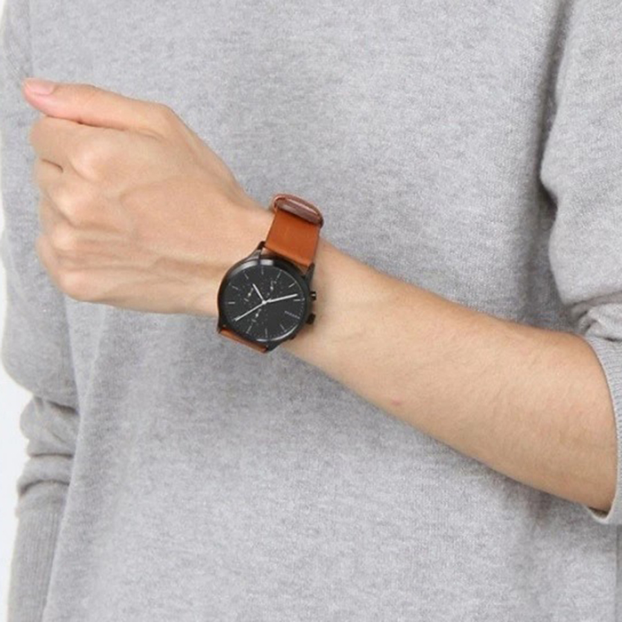 Đồng Hồ Nam Skagen Jorn Leather Watch SKW6465 Màu Nâu Cam