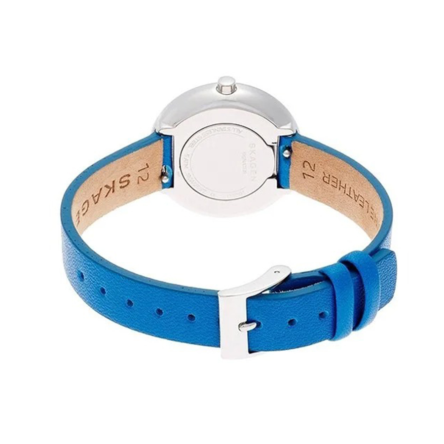 Đồng Hồ Nữ Skagen Quartz Blue Leather Watch SKW2597 Màu Xanh Blue