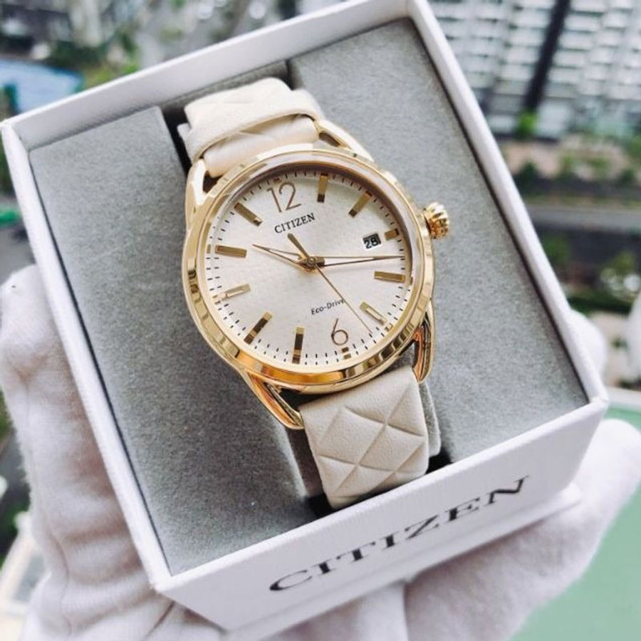 Đồng Hồ Nữ Citizen Eco-Drive Champagne FE6082-08P Màu Vàng Trắng