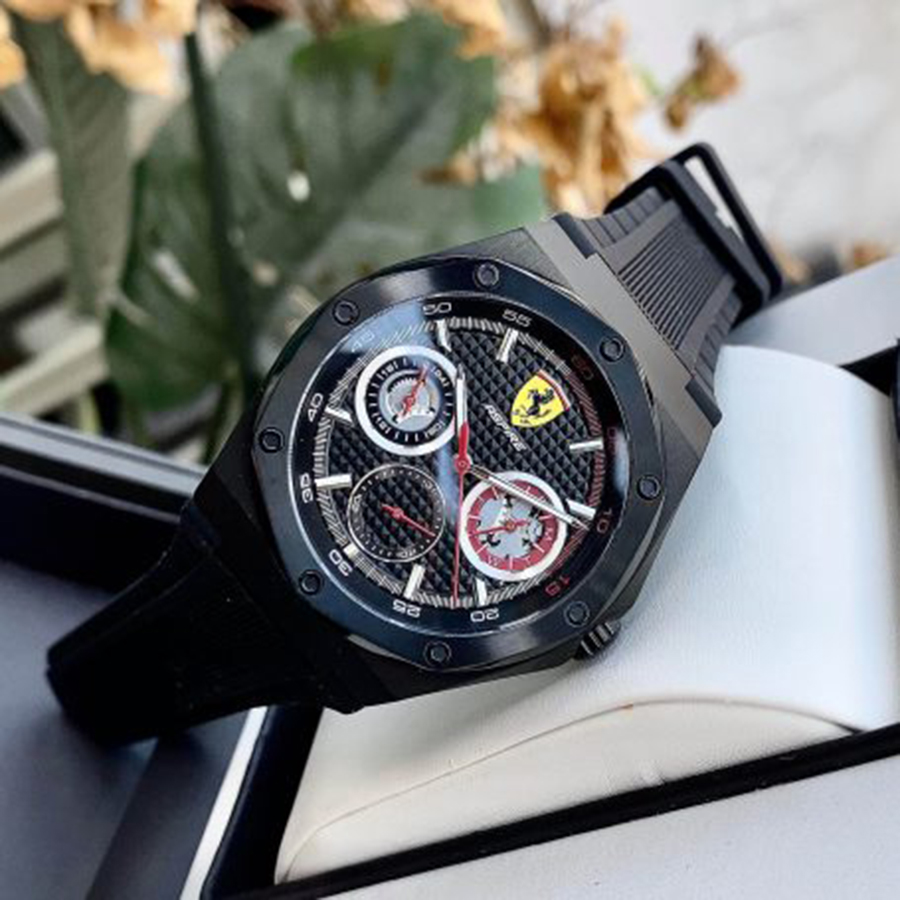 Đồng Hồ Nam Ferrari Men's Aspire Stainless Steel Quartz Watch 0830538 Màu Đen