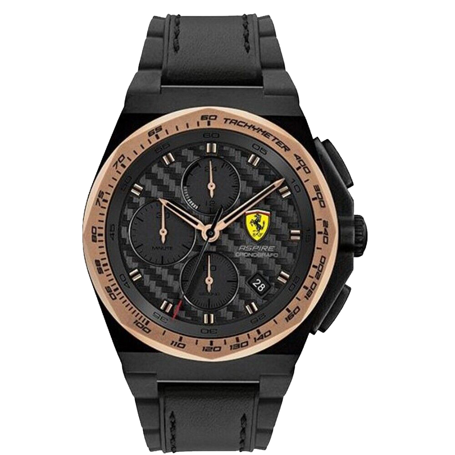 Đồng Hồ Nam Ferrari Scuderia Aspire Black Leather Men Watch 0830867 Màu Đen-Vàng Hồng