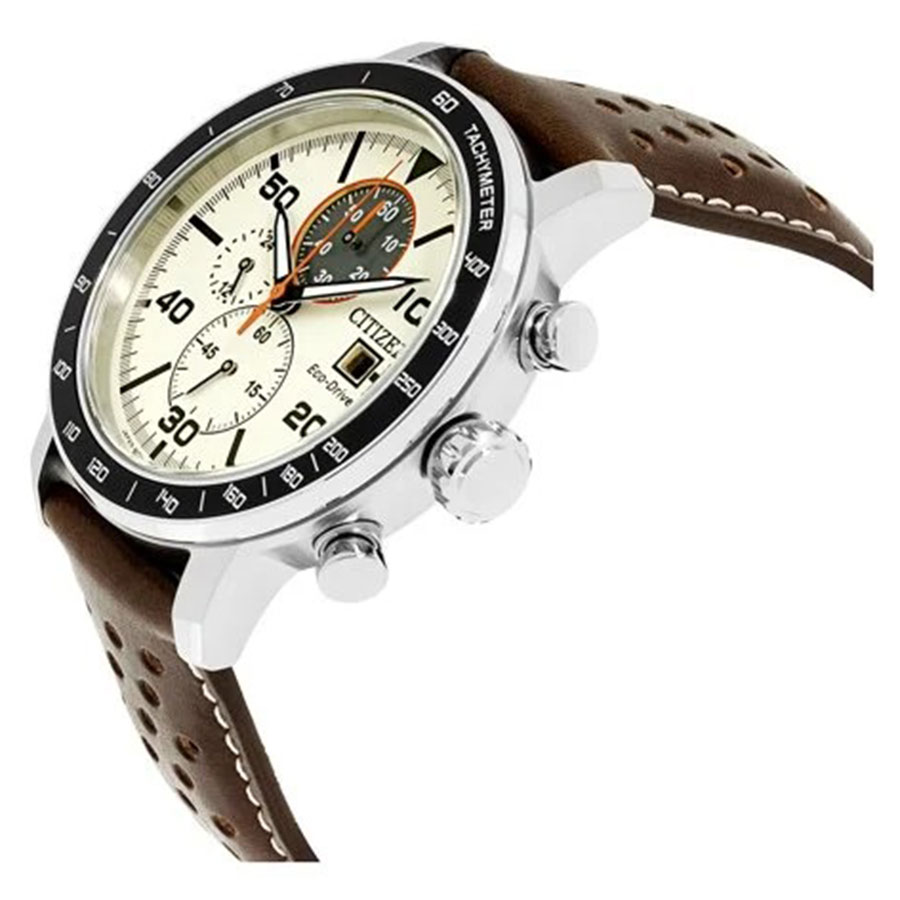 Đồng Hồ Nam Citizen CA0649-06X Eco-Drive Brycen Chronograph Màu Trắng Đen