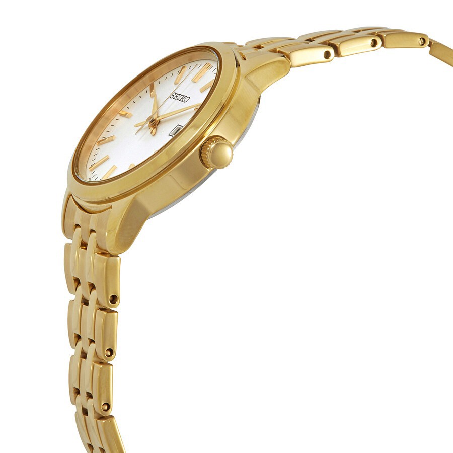 Đồng Hồ Nữ Seiko Classic Quartz White Dial Yellow Gold-tone Ladies Watch SUR412 Màu Vàng Gold