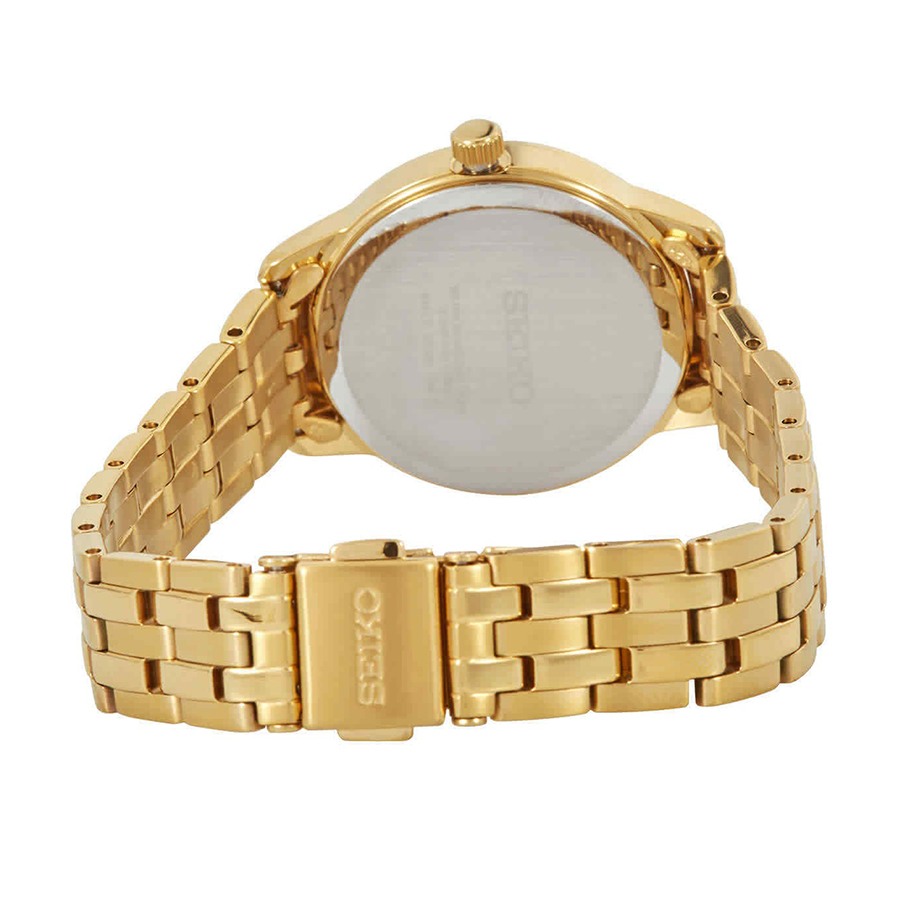 Đồng Hồ Nữ Seiko Classic Quartz White Dial Yellow Gold-tone Ladies Watch SUR412 Màu Vàng Gold