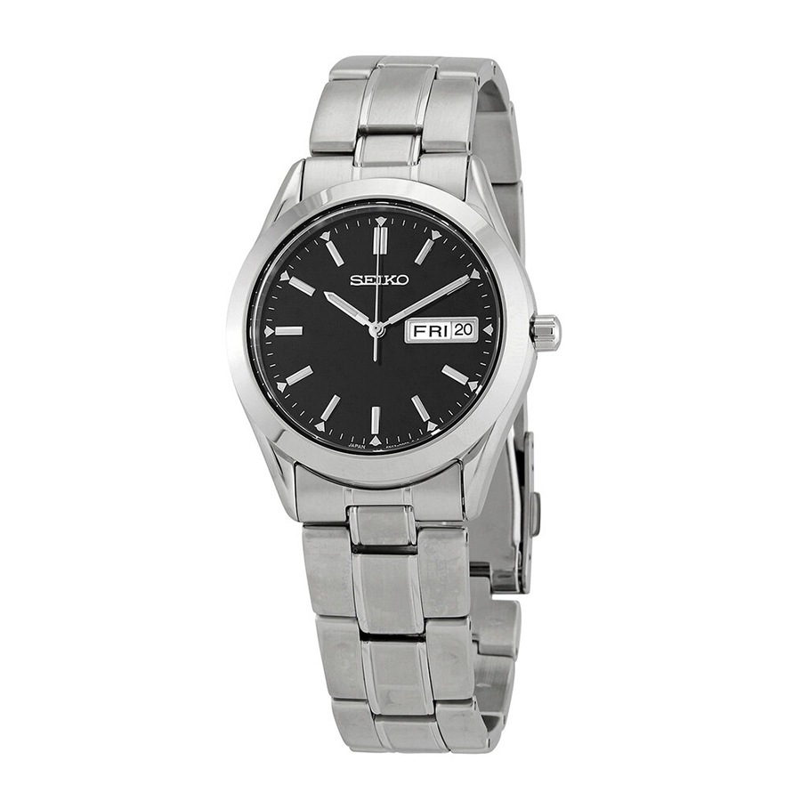 Đồng Hồ Nam Seiko Essentials Quartz Black Dial Men's Watch SUR361 Màu Bạc