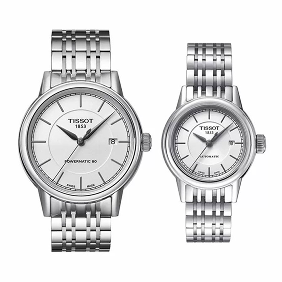 Đồng Hồ Đôi Tissot  Carson Automatic T085.407.11.011.00 Và T085.207.11.011.00 Màu Bạc