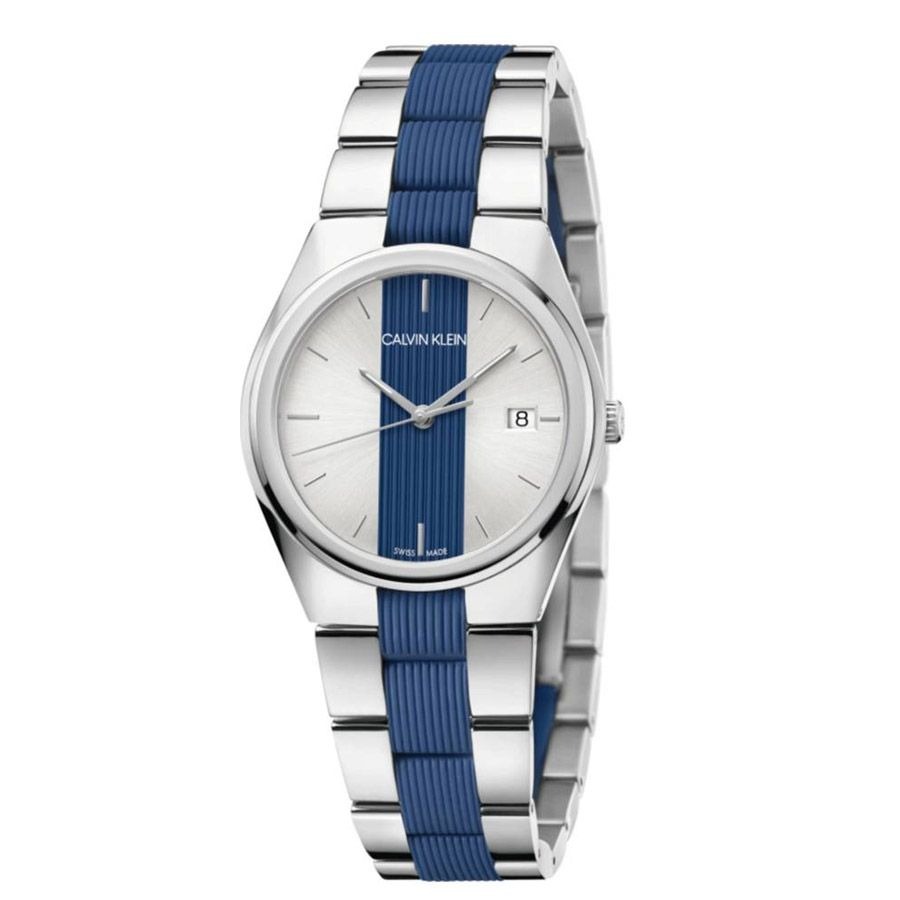 Đồng Hồ Đôi Calvin Klein Contrast Quartz Watch K9E211VX Và K9E231VX Màu Trắng Xanh