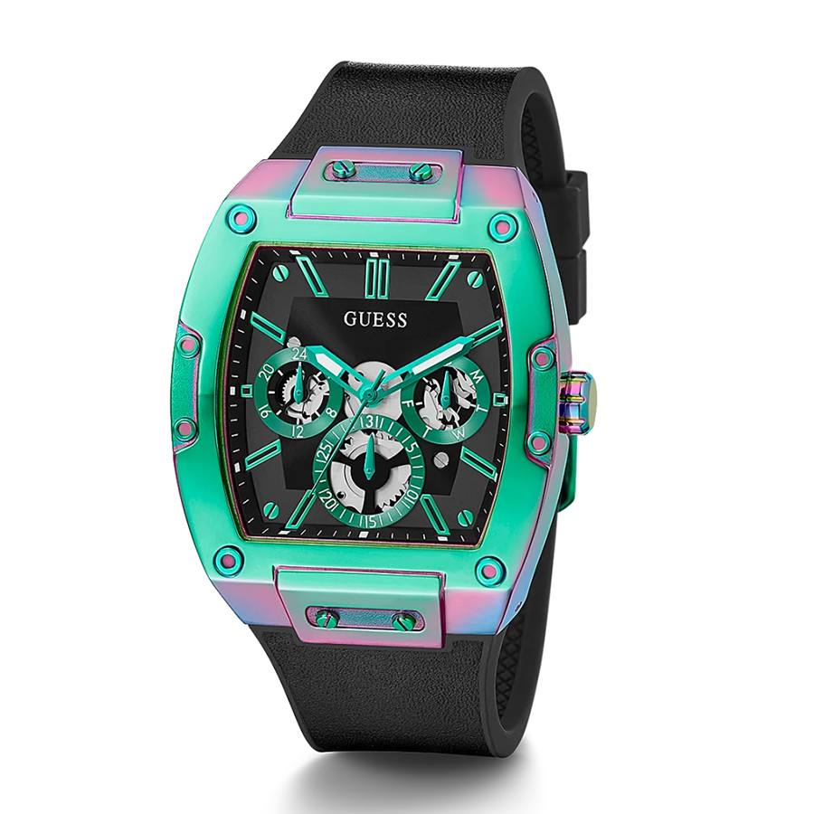 Đồng Hồ Unisex Guess 2-Tone Case Black Genuine Leather/Silicone Watch GW0202G5 Màu Xanh Đen