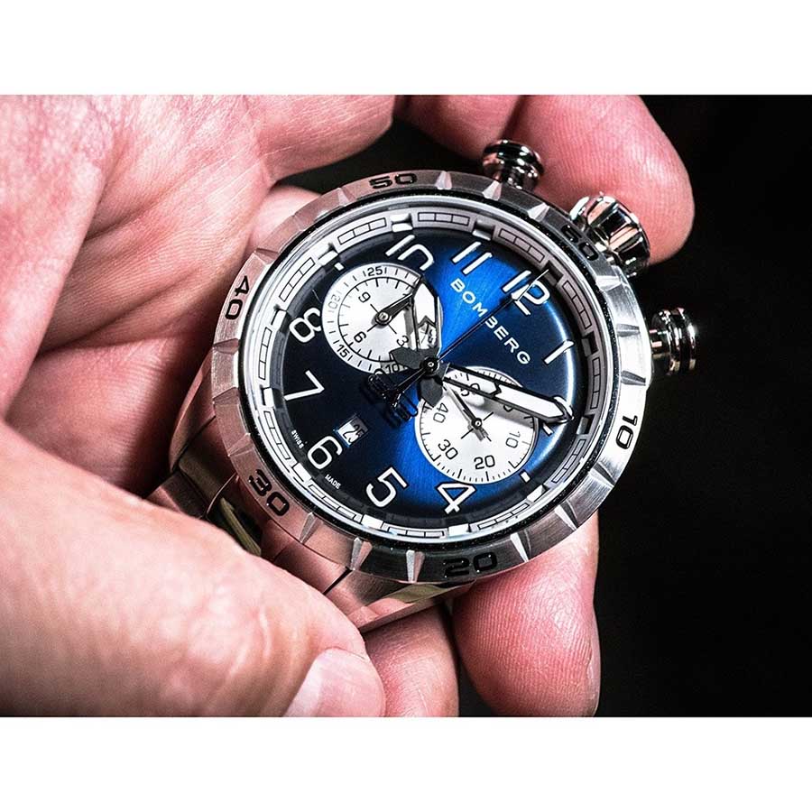 Đồng Hồ Nam Bomberg BB-68 Dark Blue & Silver NS44CHSS.211.9 - 44mm Màu Xám Xanh