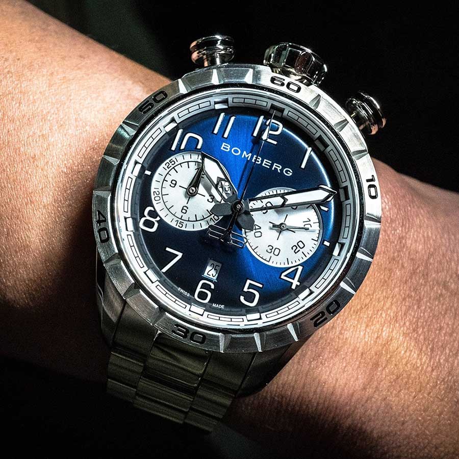 Đồng Hồ Nam Bomberg BB-68 Dark Blue & Silver NS44CHSS.211.9 - 44mm Màu Xám Xanh
