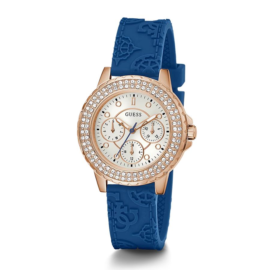Đồng Hồ Nữ Guess Rose Gold Tone Case Blue Silicone Watch GW0411L2 Màu Xanh Blue