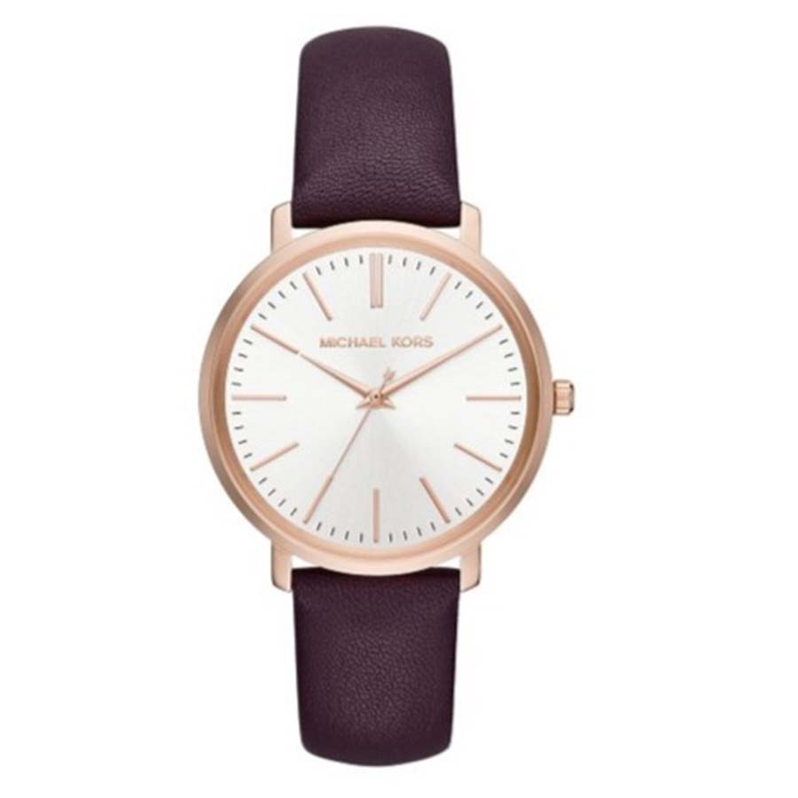Đồng Hồ Nữ Michael Kors MK Jaryn Burgundy Leather Watch MK2605 Màu Tím Trắng