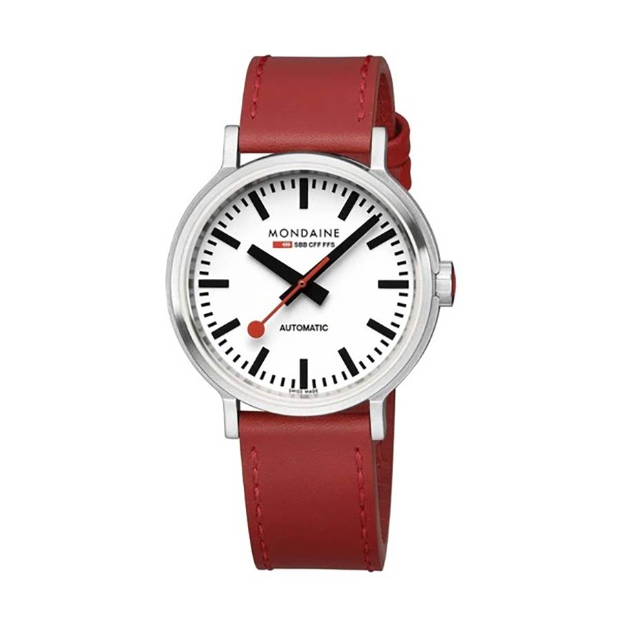 Đồng Hồ Nam Mondaine Original Automatic Red Leather MST.4161B.LC Màu Đỏ Bạc