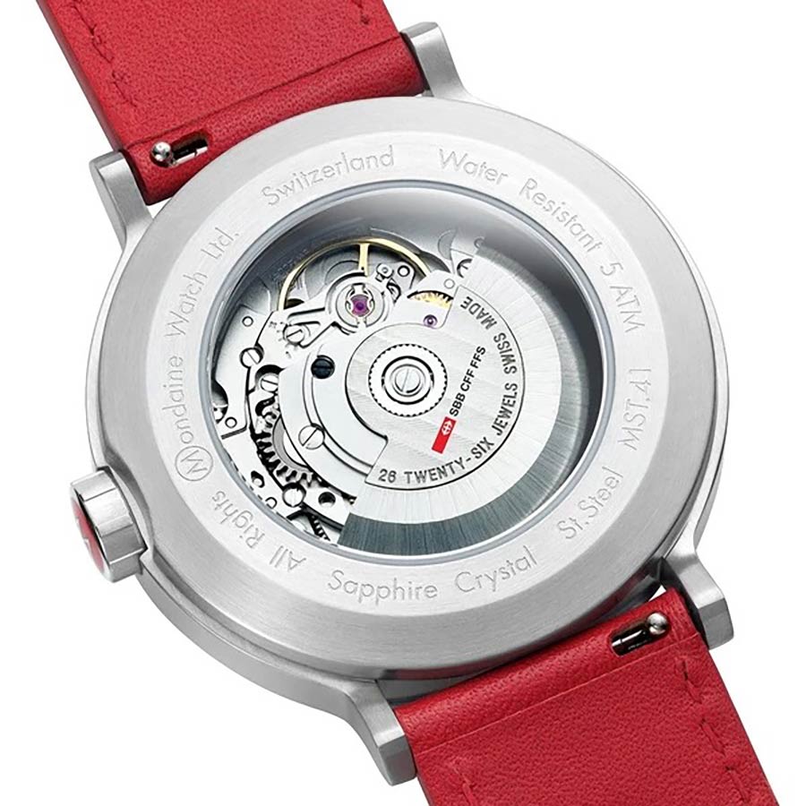Đồng Hồ Nam Mondaine Original Automatic Red Leather MST.4161B.LC Màu Đỏ Bạc