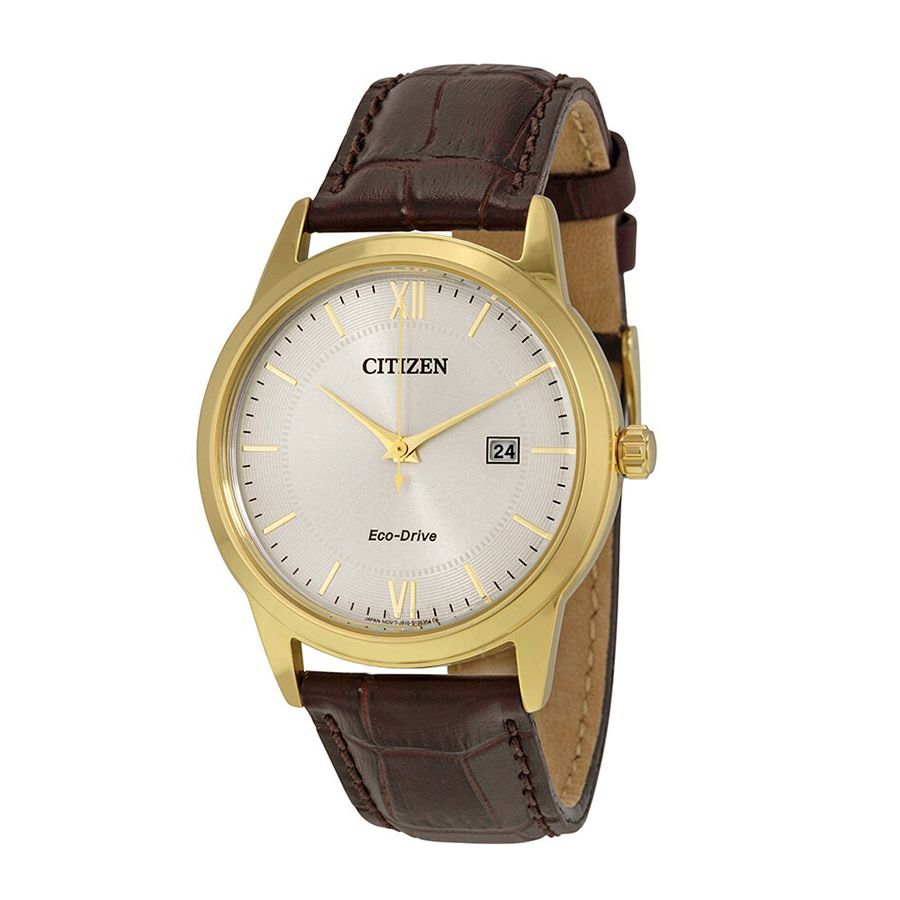 Đồng Hồ Nam Citizen Men's Straps Eco-Drive Ivory White Dial Watch AW1232-04A Phối Màu Vàng - Trắng