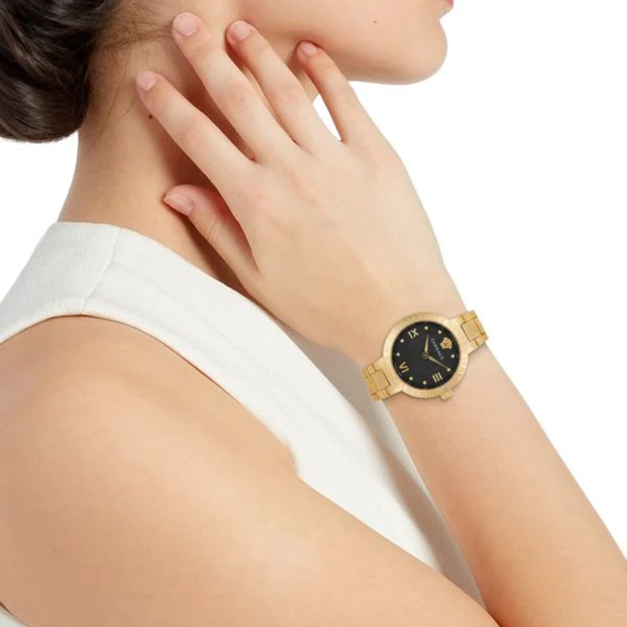 Đồng Hồ Nữ Versace Greca Lady Quartz Black Dial Ladies Watch VE2K00721 Màu Vàng Gold