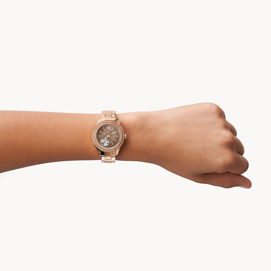 Đồng Hồ Nữ Fossil Stella ME3211 Dây Thép Không Gỉ Màu Vàng Hồng