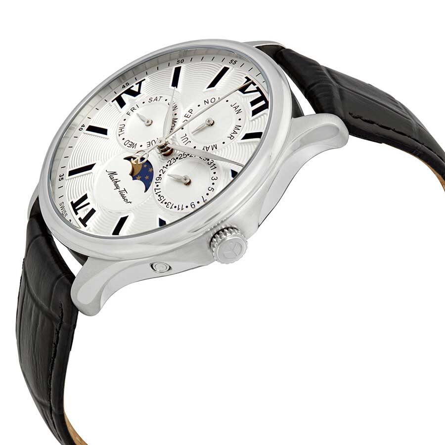 Đồng Hồ Nam Mathey-Tissot Edmond Moon Phase Silver Dial Men's Watch H1886RAI Màu Đen Bạc