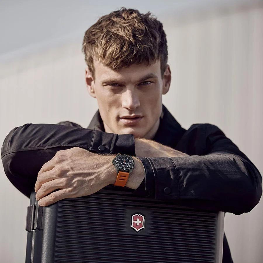 Đồng Hồ Nam Victorinox FieldForce Sport GMT Quartz Black Dial 241897 Màu Đen Cam