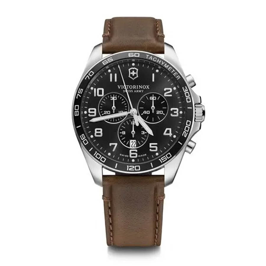 Đồng Hồ Nam Victorinox FieldForce Classic Chronograph Quartz Black Dial 241928 Màu Nâu Đen
