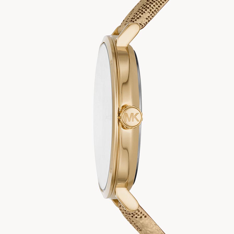Đồng Hồ Nữ Michael Kors Addyson Three-Hand Metallic Gold PVC Watch MK2952 Màu Vàng