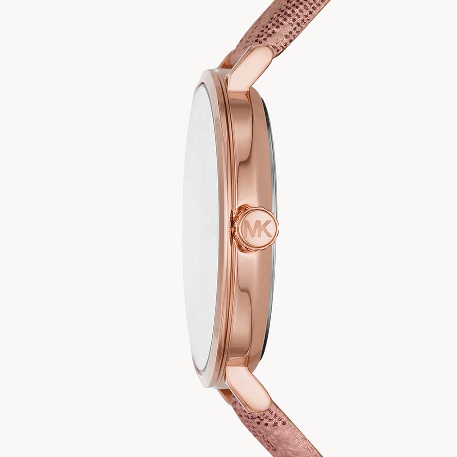 Đồng Hồ Nữ Michael Kors Addyson Three-Hand Metallic Rose Gold PVC Watch MK2953 Màu Vàng Hồng
