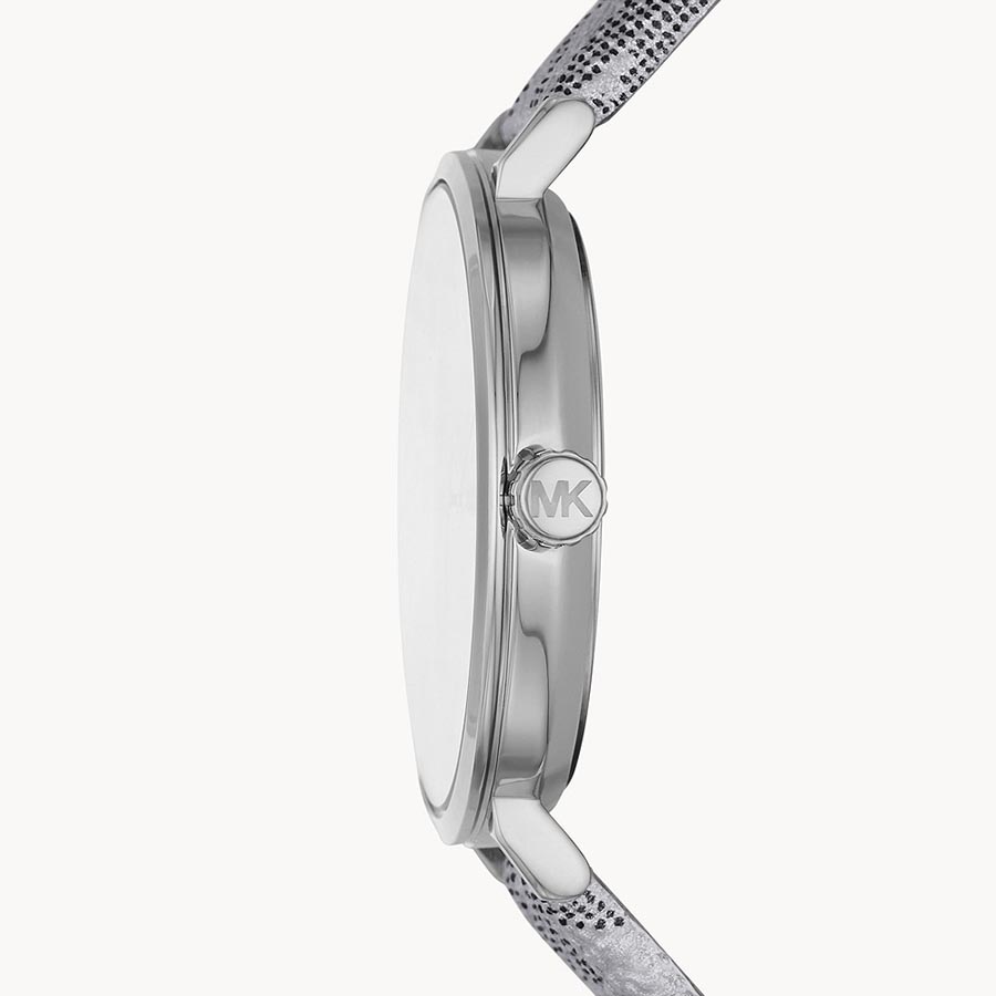 Đồng Hồ Nữ Michael Kors Addyson Three-Hand Metallic Silver PVC Watch MK2951 Màu Xám Trắng