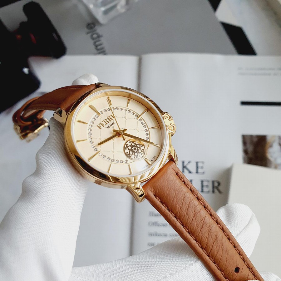 Đồng Hồ Nữ Ferre Milano FM1L150L0021 Leather Ladies Watch Màu Nâu