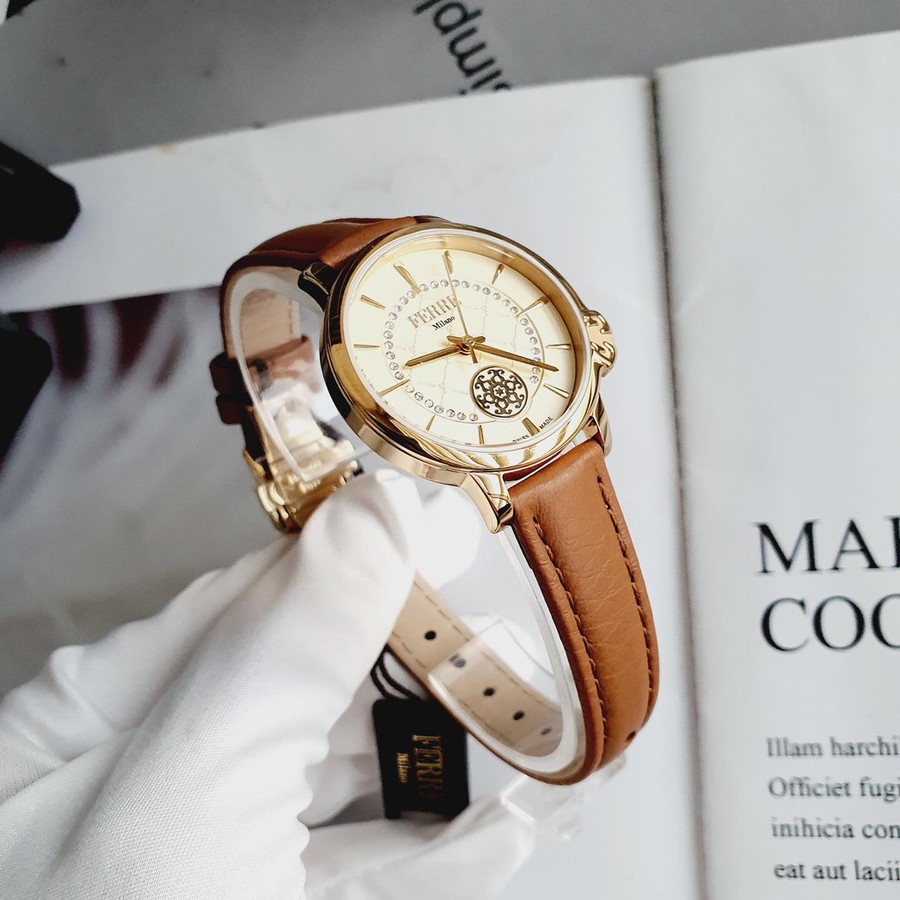Đồng Hồ Nữ Ferre Milano FM1L150L0021 Leather Ladies Watch Màu Nâu