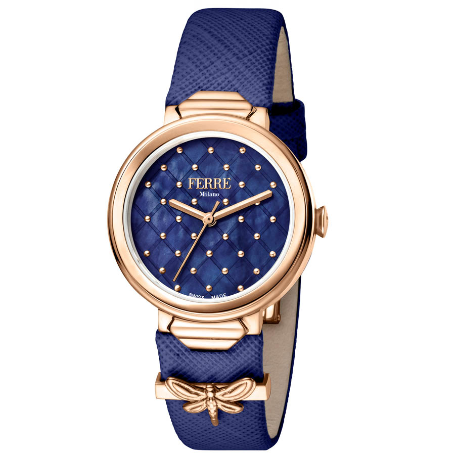 Đồng Hồ Nữ Ferre Milano FM1L124L0041 Blue Leather Ladies Watch Màu Xanh Navy