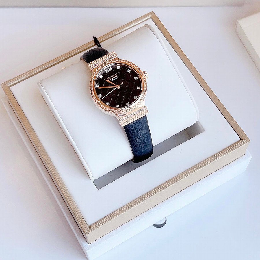 Đồng Hồ Nữ Ferre Milano FM1L149L0031 Black Leather Ladies Watch Màu Đen