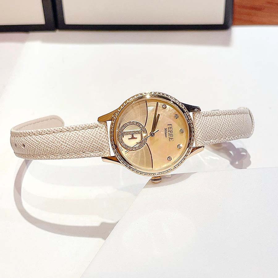 Đồng Hồ Nữ Ferre Milano FM1L167L0021 Lady Leather Ladies Watch Màu Be