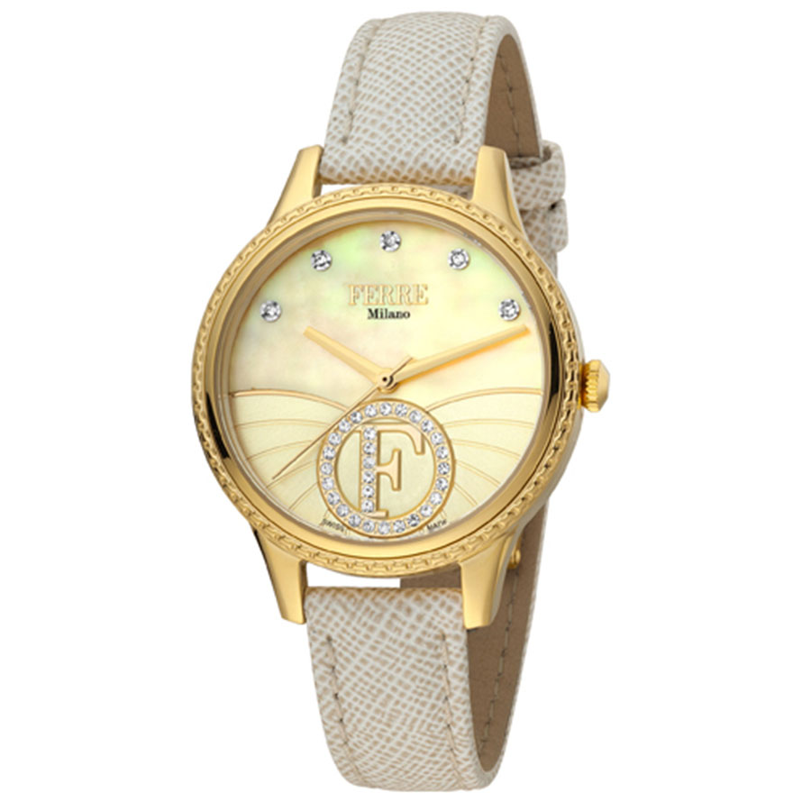 Đồng Hồ Nữ Ferre Milano FM1L167L0021 Lady Leather Ladies Watch Màu Be