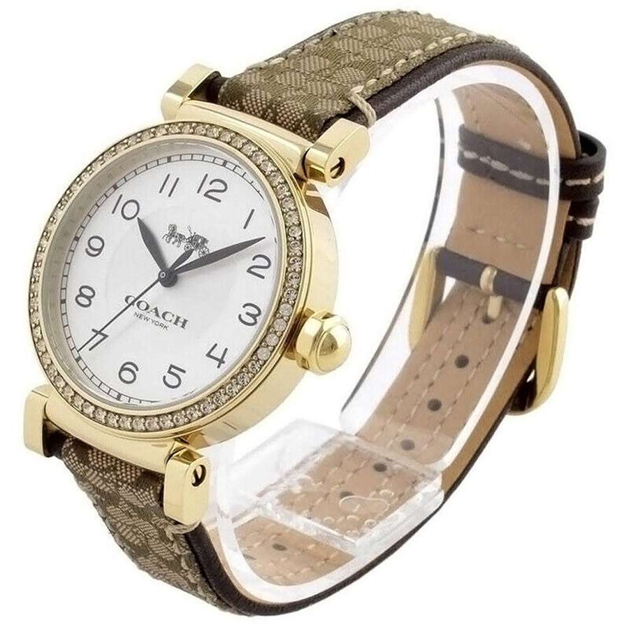 Đồng Hồ Nữ Coach 14503397 Madison Brown Signature Leather Gold Glitz Watch Màu Vàng Trắng