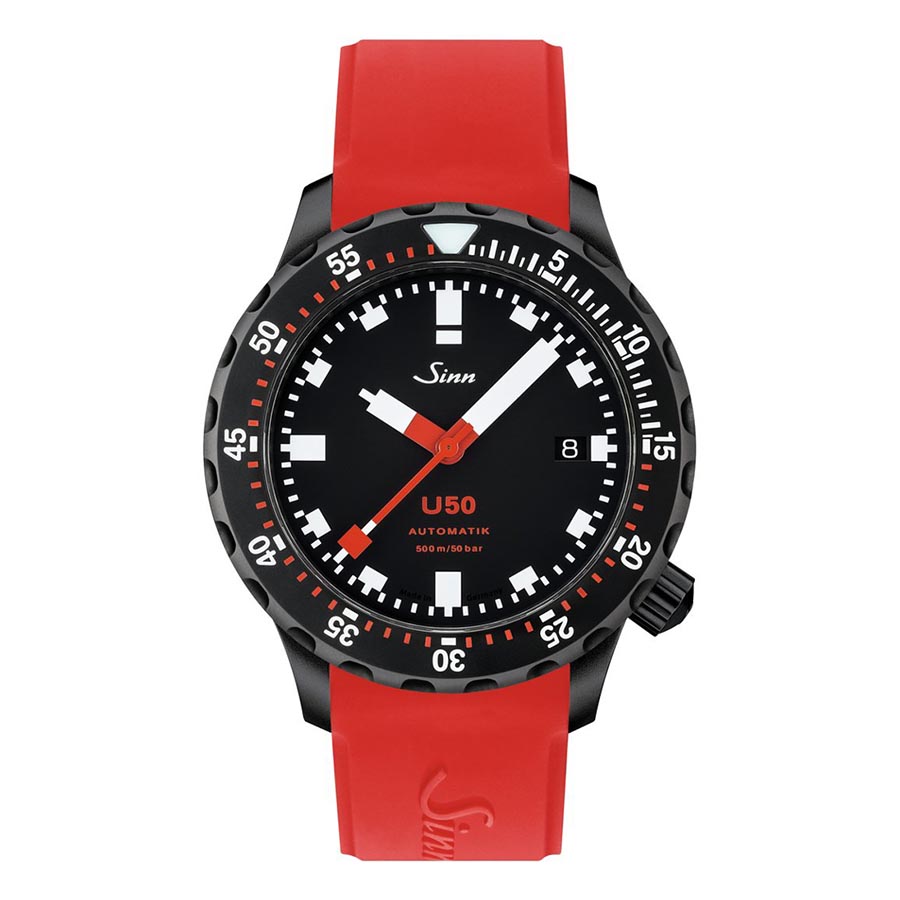Đồng Hồ Nam Sinn Uhren Diving Watch U50 S Art-Nr. 1050.020 Màu Đen Đỏ