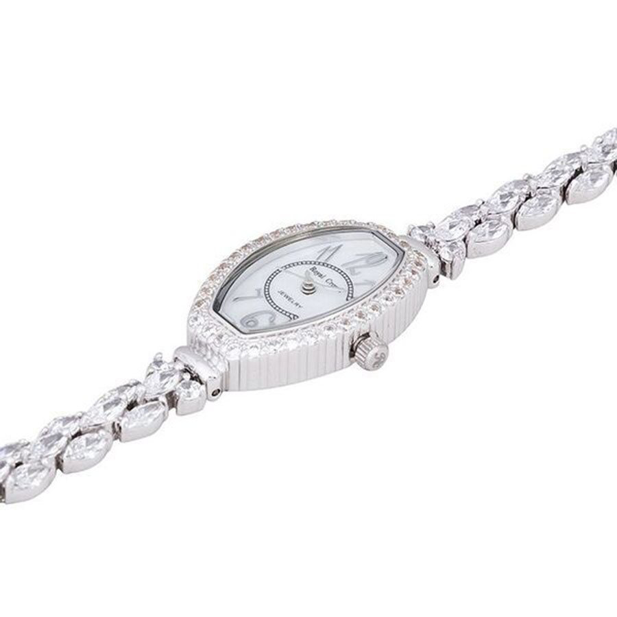 Đồng Hồ Nữ Royal Crown 63813-J Dây Đá Vỏ Trắng