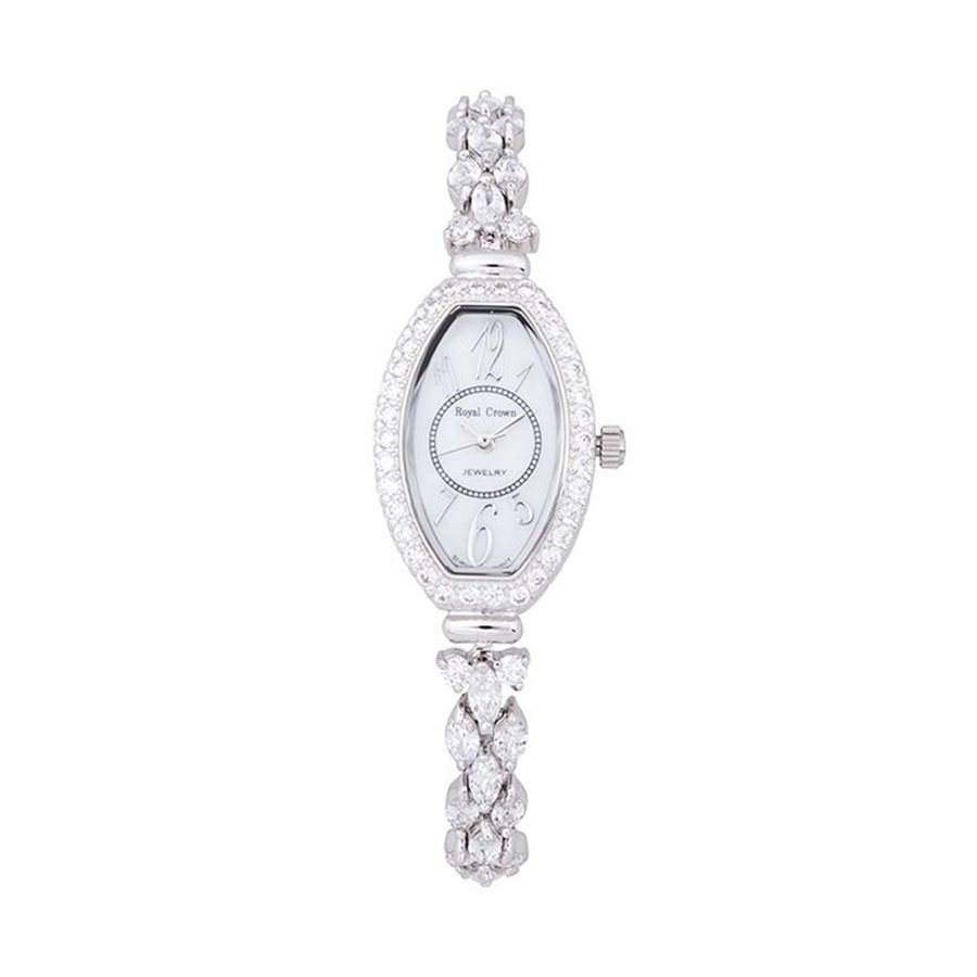 Đồng Hồ Nữ Royal Crown 63813-J Dây Đá Vỏ Trắng