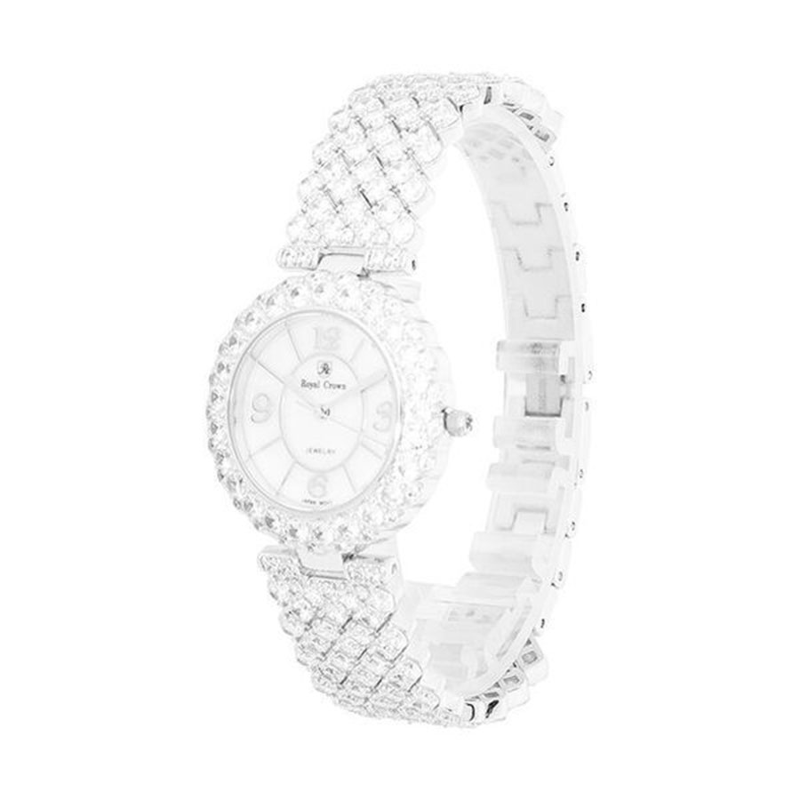 Đồng Hồ Nữ Royal Crown 2607G-J Dây Đá Vỏ Trắng