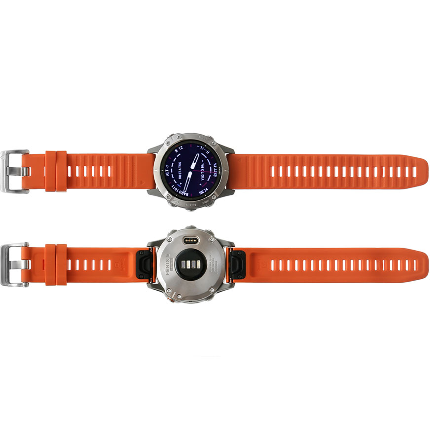 Đồng Hồ Thông Minh Garmin Fenix 6 Pro Dây Silicone Viền Titanium Màu Cam
