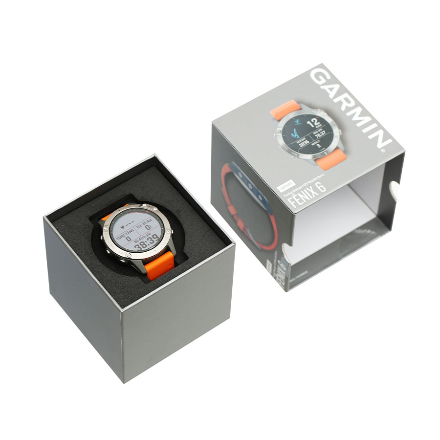 Đồng Hồ Thông Minh Garmin Fenix 6 Pro Dây Silicone Viền Titanium Màu Cam