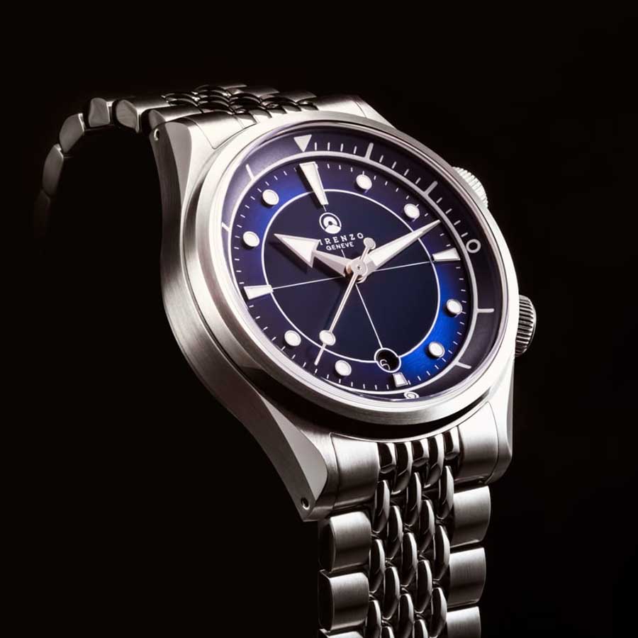 Đồng Hồ Nam Direnzo DRZ 05 SOLARIS BLUE DATE Màu Xanh Bạc