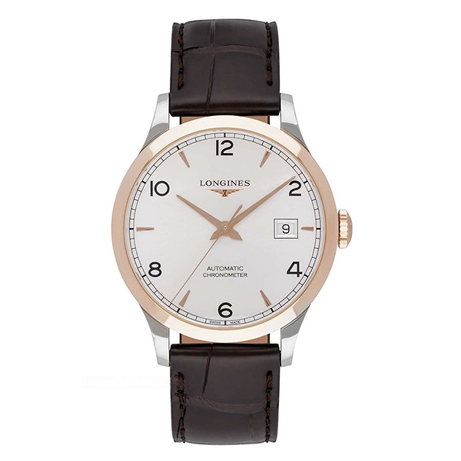 Đồng Hồ Nam Longines Record Collection Demi 18K Midsize L2.820.5.76.2 Màu Trắng Phối Vàng Hồng