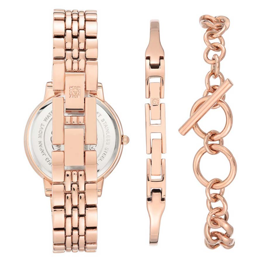 Set Đồng Hồ Nữ Anne Klein Quartz Crystal Ladies Watch And Bracelet AK/3838RGST Màu Vàng Hồng