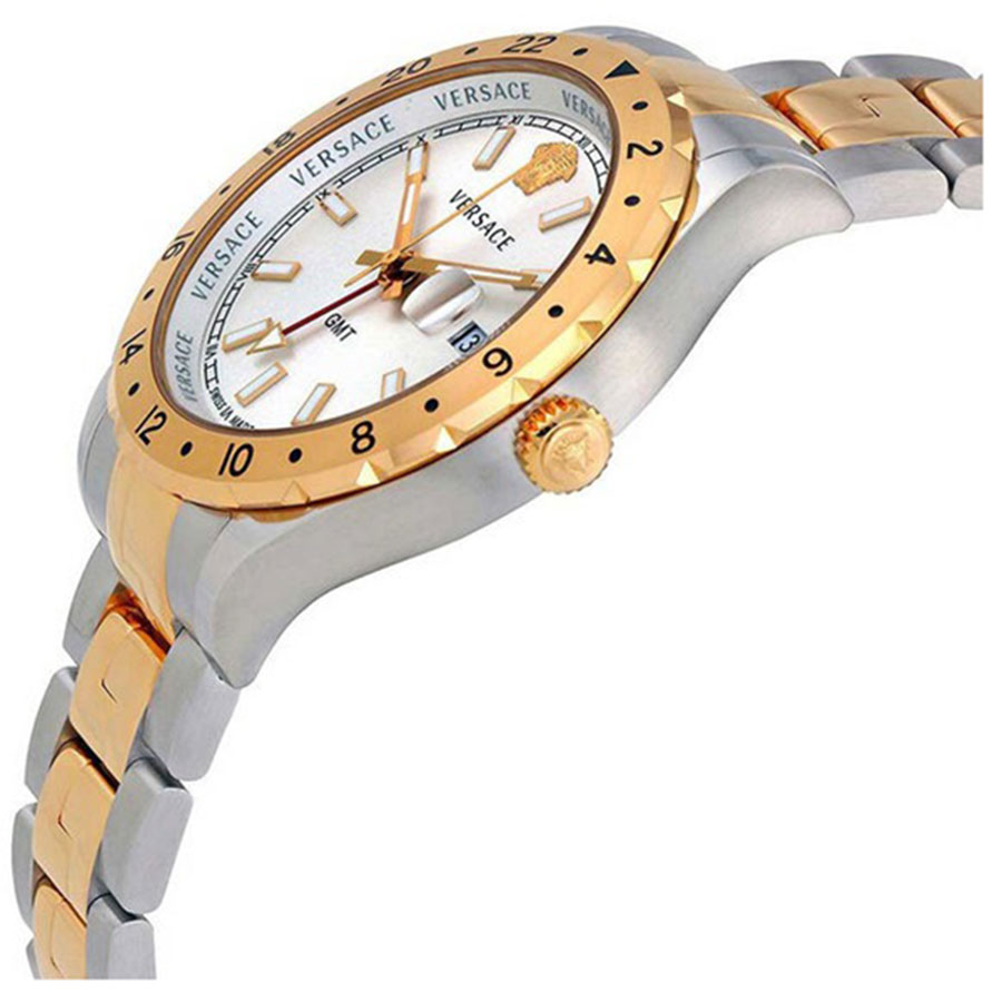 Đồng Hồ Nam Versace Hellenyium GMT Swiss Watch V11030015 42mm Màu Vàng Bạc
