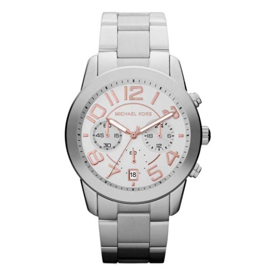 Đồng Hồ Nam Michael Kors MK5725 Mercer Silver Dial Stainless Steel Chronograph Watch Màu Trắng Bạc