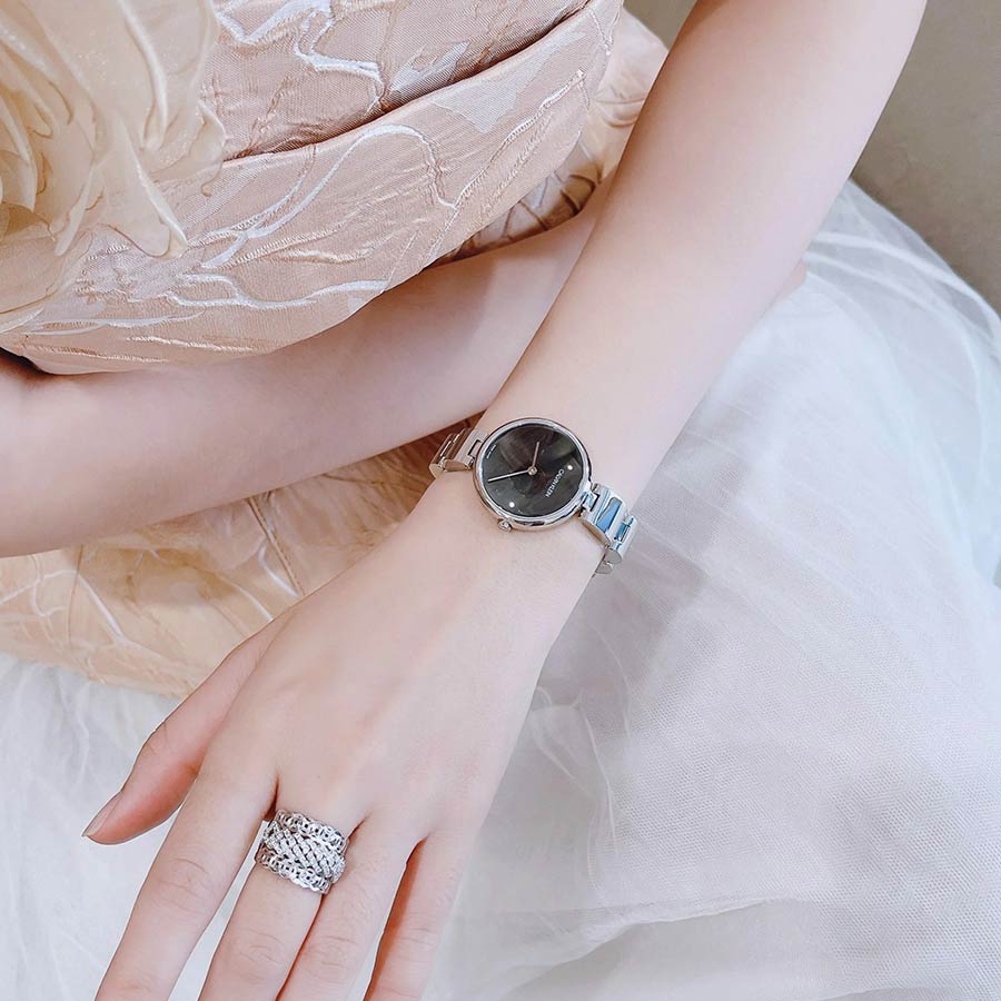 Đồng Hồ Nữ Calvin Klein CK Quartz Black Dial Watch K9U23141 Màu Bạc