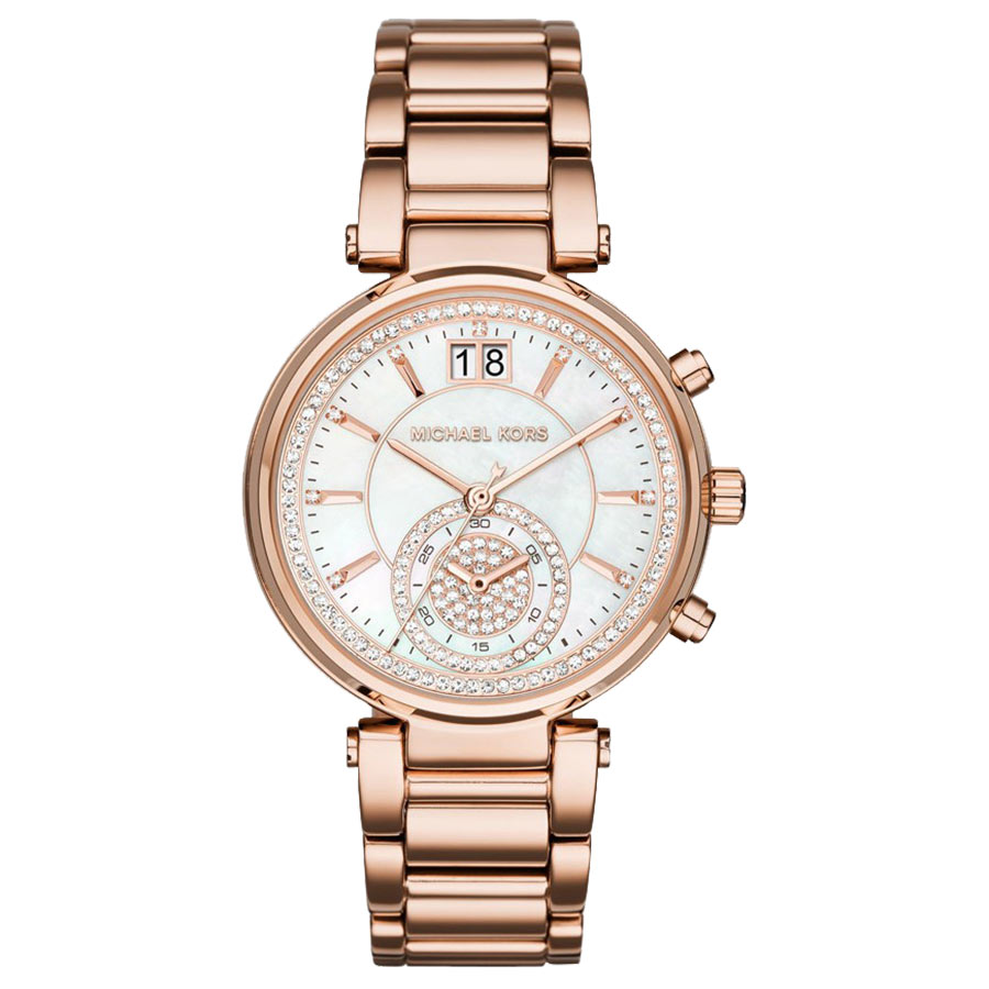 Đồng Hồ Nữ Michael Kors Sawyer Rose Gold Watch MK6282 39mm Màu Trắng Phối Vàng Hồng