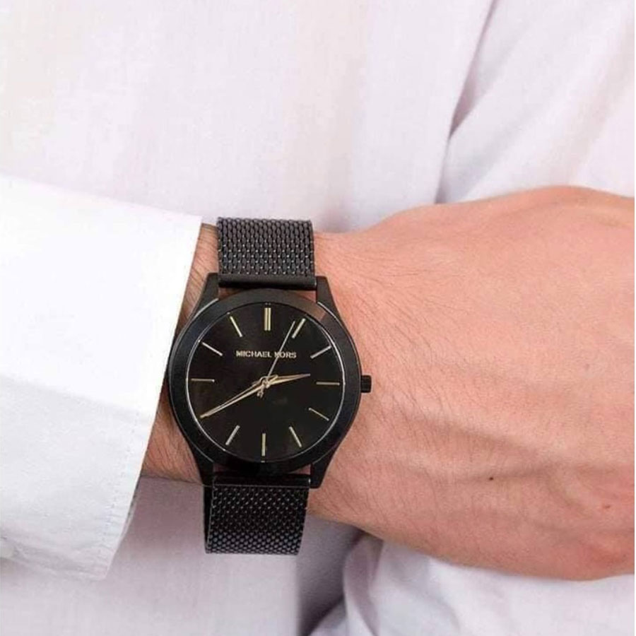 Đồng Hồ Nam Michael Kors Runway Slim Black IP Watch MK8607 44mm Màu Đen